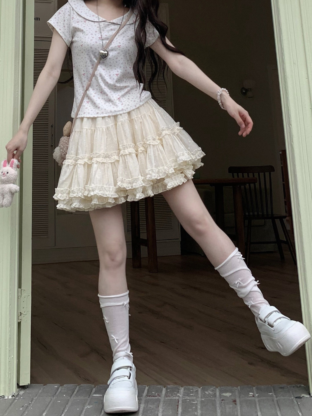 Ribbon Bloom Doll Collar Tee-Tops-ntbhshop