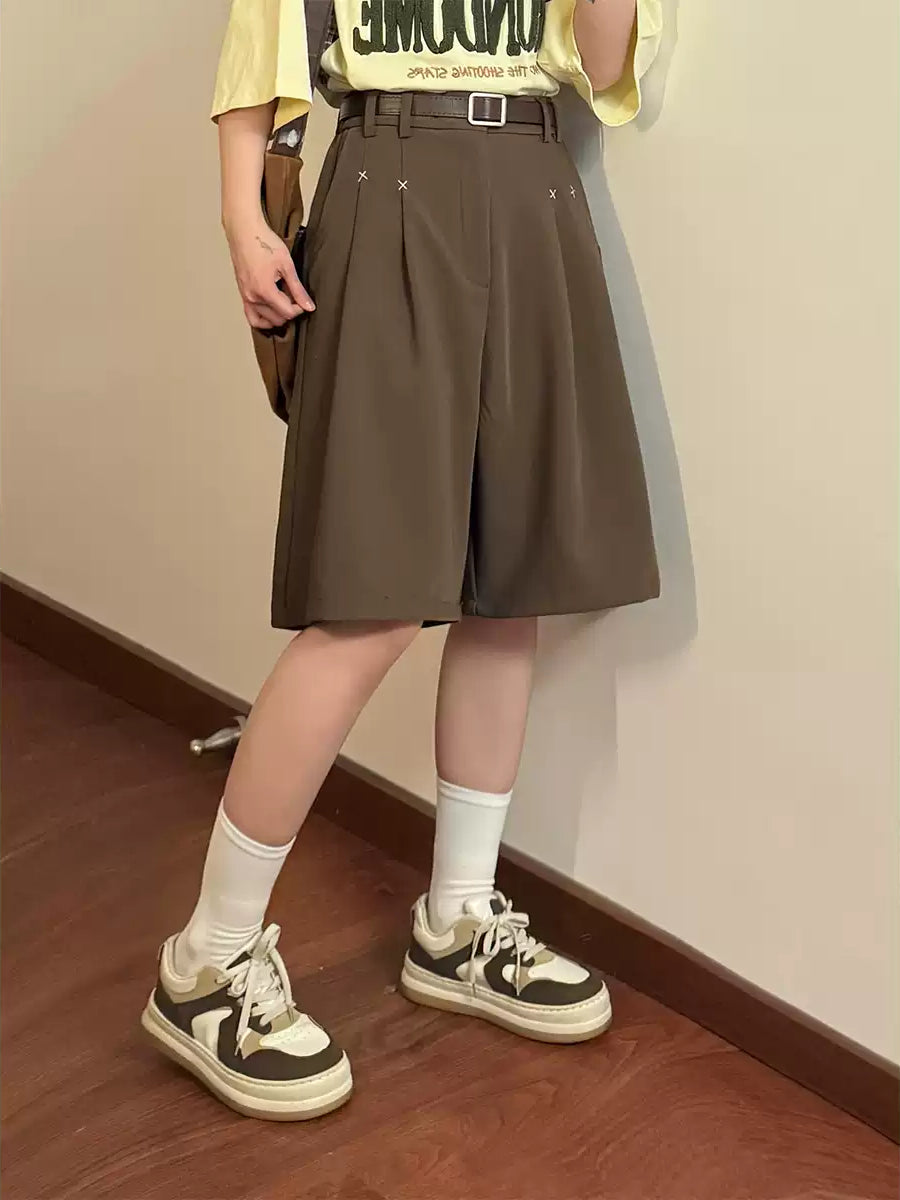 Campus Line Pleat Shorts-Bottoms-ntbhshop