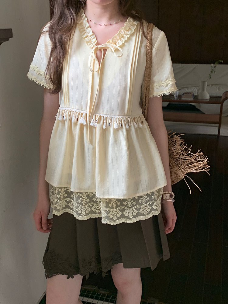 Creamfield Boho Fringe Babydoll Top-ntbhshop