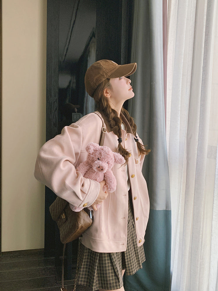 Rosy Path Suede Crop Jacket-ntbhshop