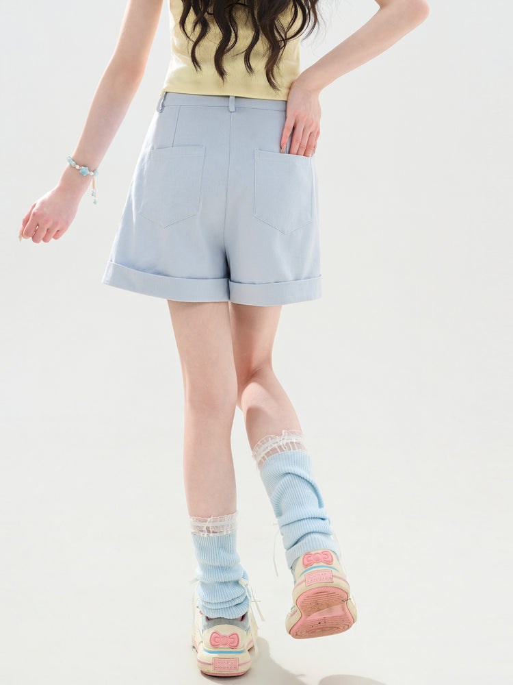 Cloud Cotton Button Shorts-Bottoms-ntbhshop