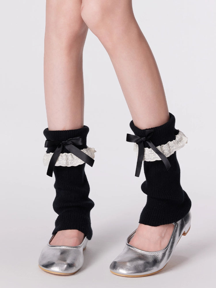 Ribbon Latte Lace Leg Warmers-ntbhshop