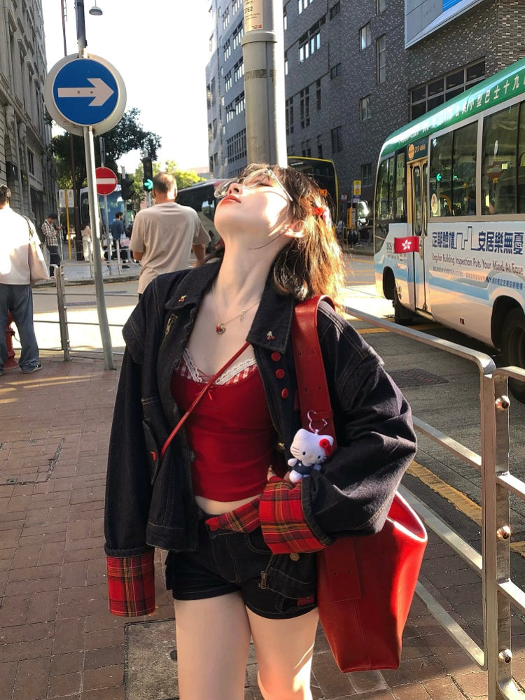 Shibuya Cherry Kitty Denim Hottie Shorts-ntbhshop