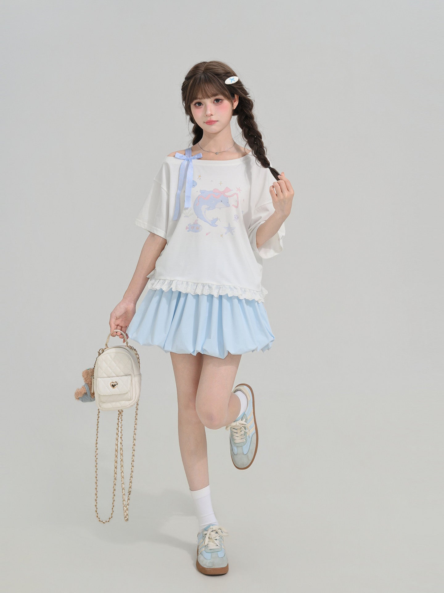 Dolphin Ribbon Shoulder Top-Tops-ntbhshop