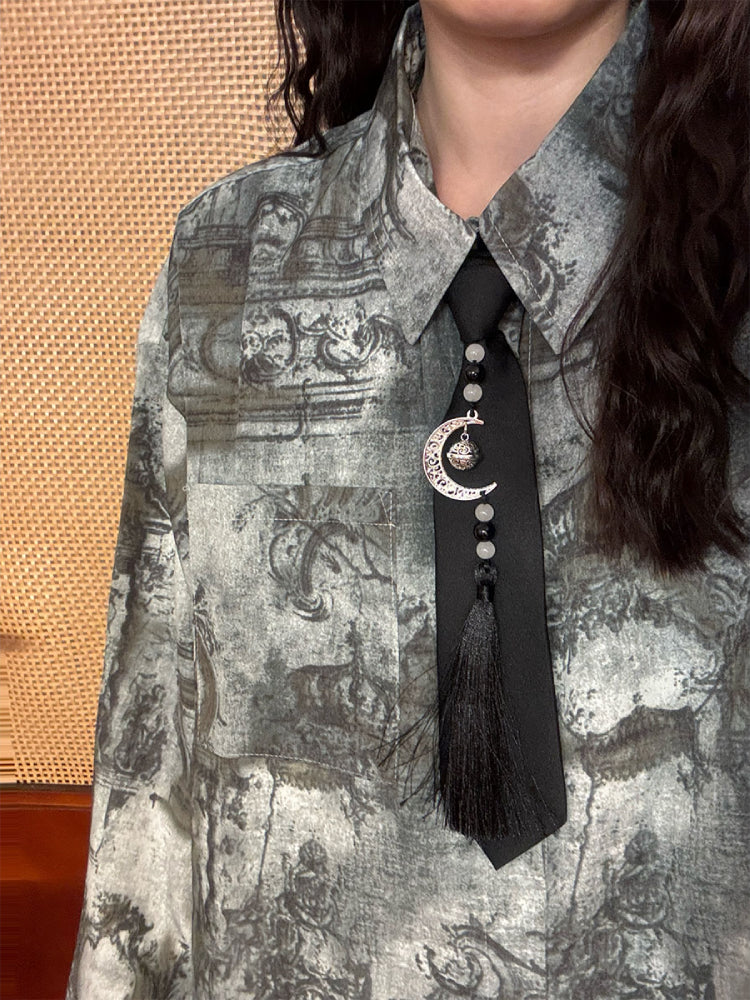 Antique Shadow Unisex Shirt with Tassel Tie-ntbhshop