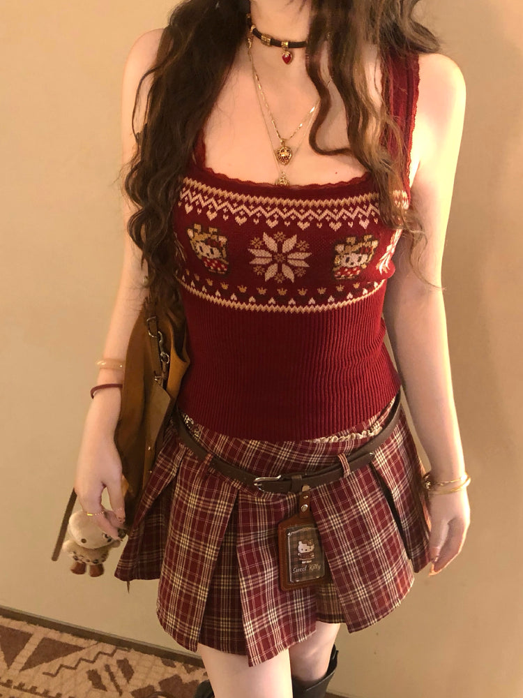 Maillard Cooking Bear Plaid Skirts & Belts-ntbhshop