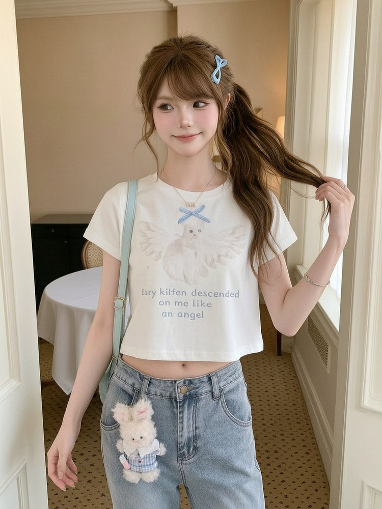 Angel Kitten Baby Tee-Tops-ntbhshop