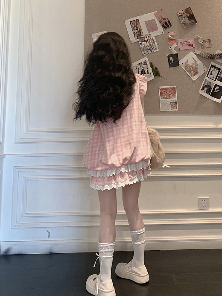 Gingham Bear Doll Cake Dresses-ntbhshop