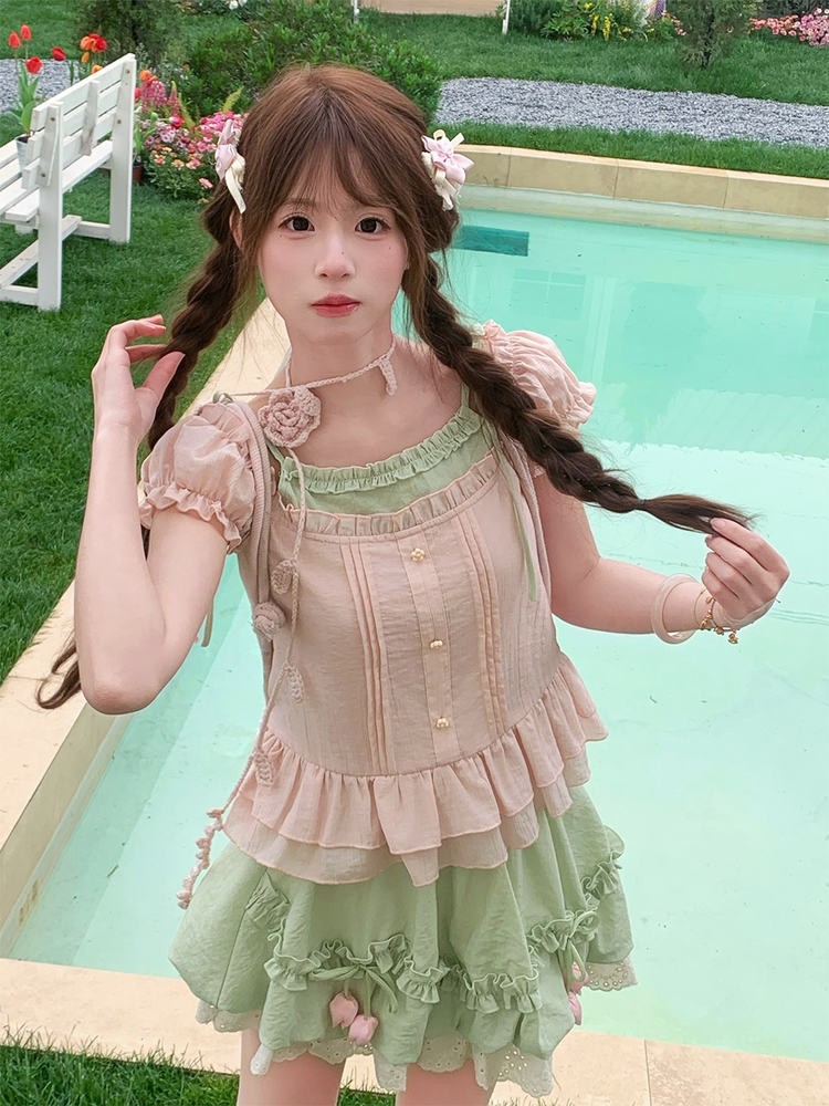 Guava Daydreams Ruffle Top & Skirt-Sets-ntbhshop