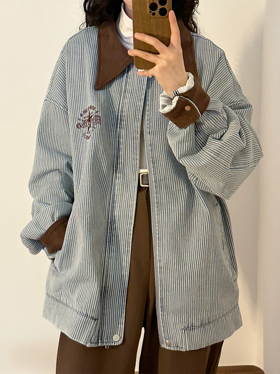 Cocoa Stripe Work Jacket-Outerwear-ntbhshop