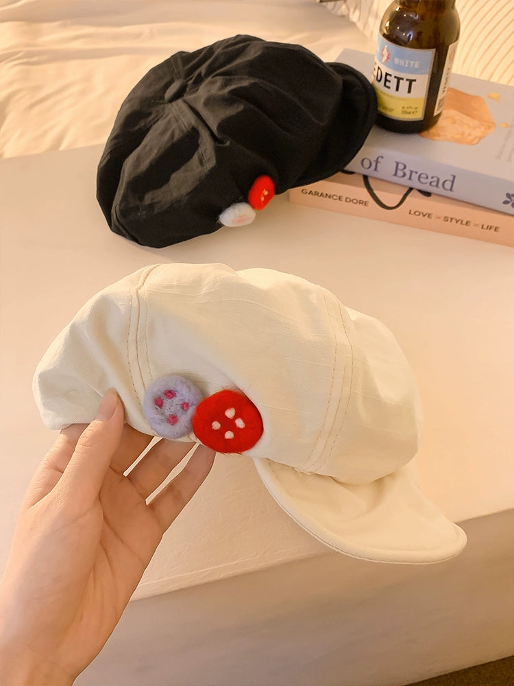 Cloud Felt Button Vintage Denim Berets-ntbhshop