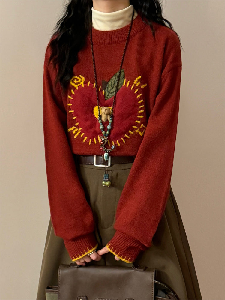 Apple Cider Glow Apple Knit Sweaters-ntbhshop