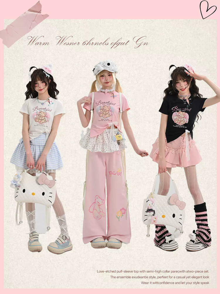 Beautiful Bear Cutout Crop Tops-Tops-ntbhshop
