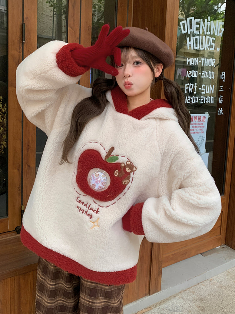 Good Luck Apple Patch Fleece Hoodie-ntbhshop