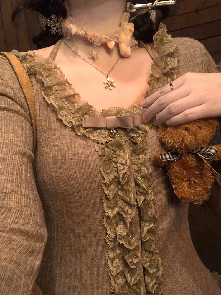 Heart Roll Ballet Knit Blouses-ntbhshop