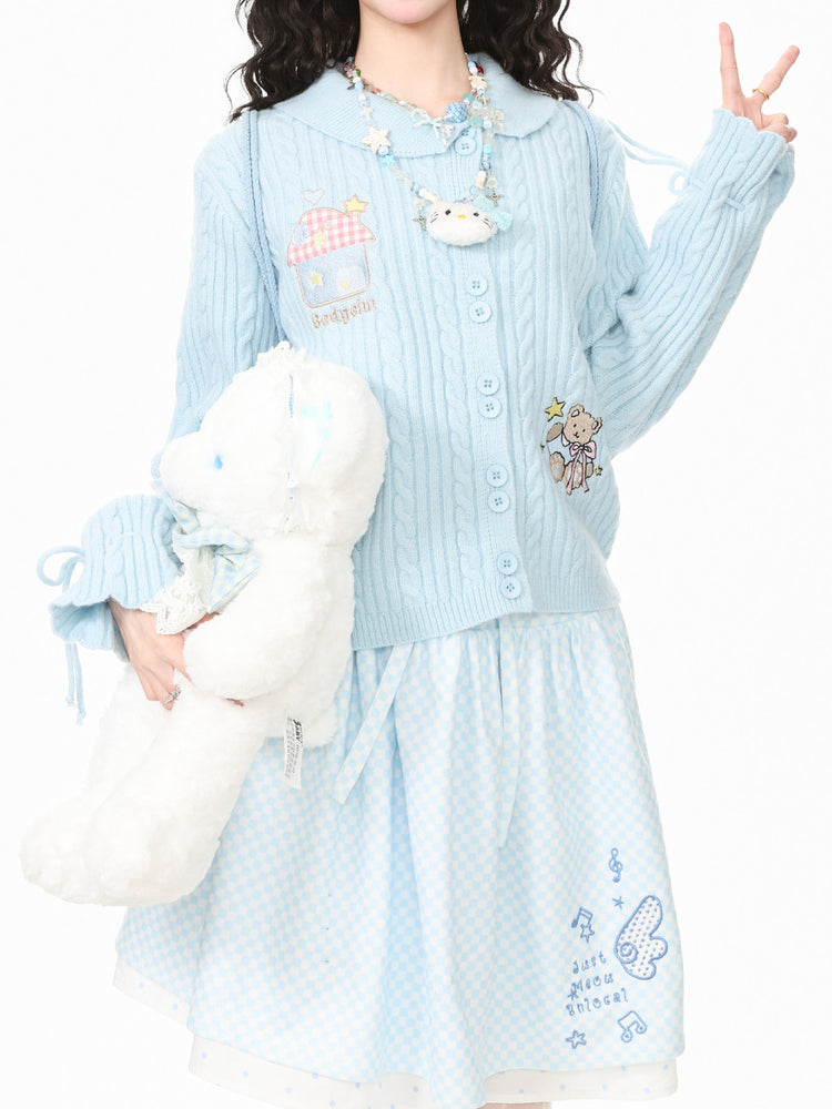 Teddy Mushroom Knit Cardigans-Outerwear-ntbhshop