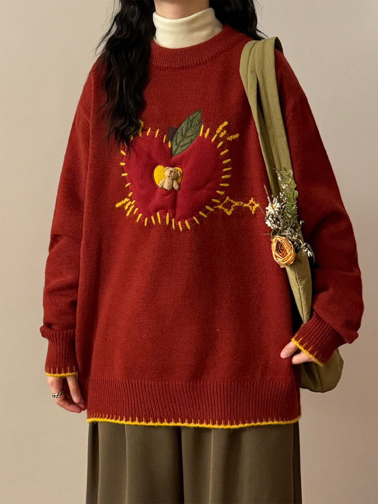 Apple Cider Glow Apple Knit Sweaters-ntbhshop