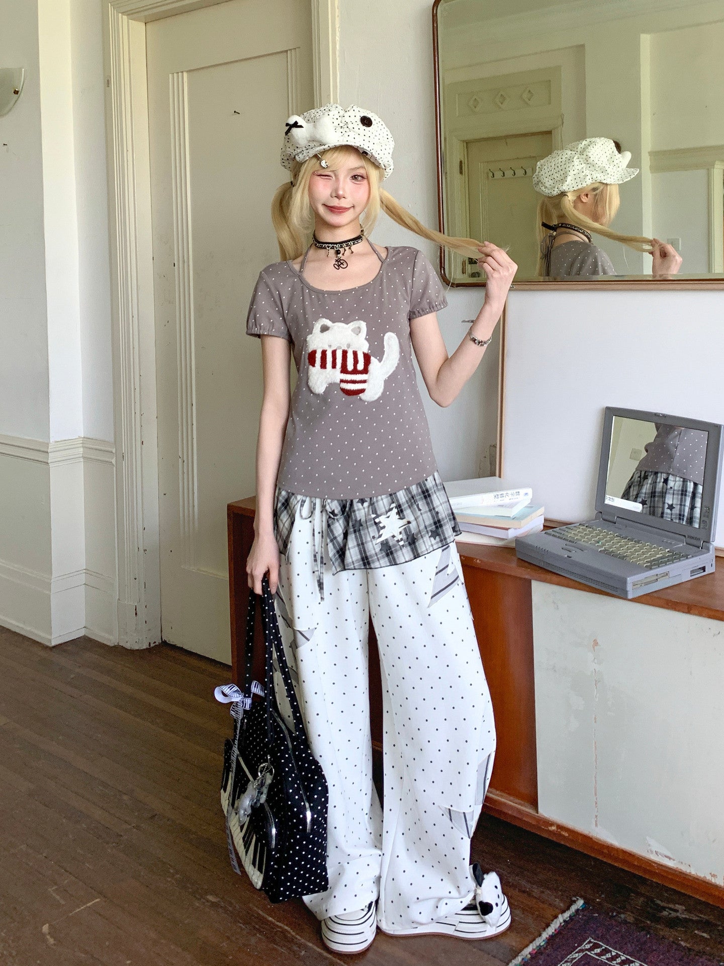 Yume Dot Balloon Pants-Bottoms-ntbhshop