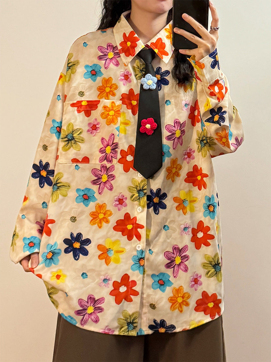 Paintbox Flowers Tie Shirt-Tops-ntbhshop