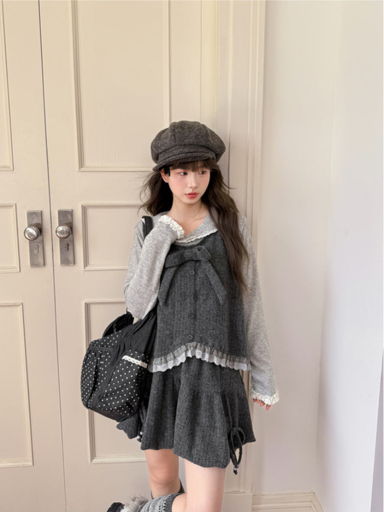 Moon Academy Knit Bow Vest-ntbhshop