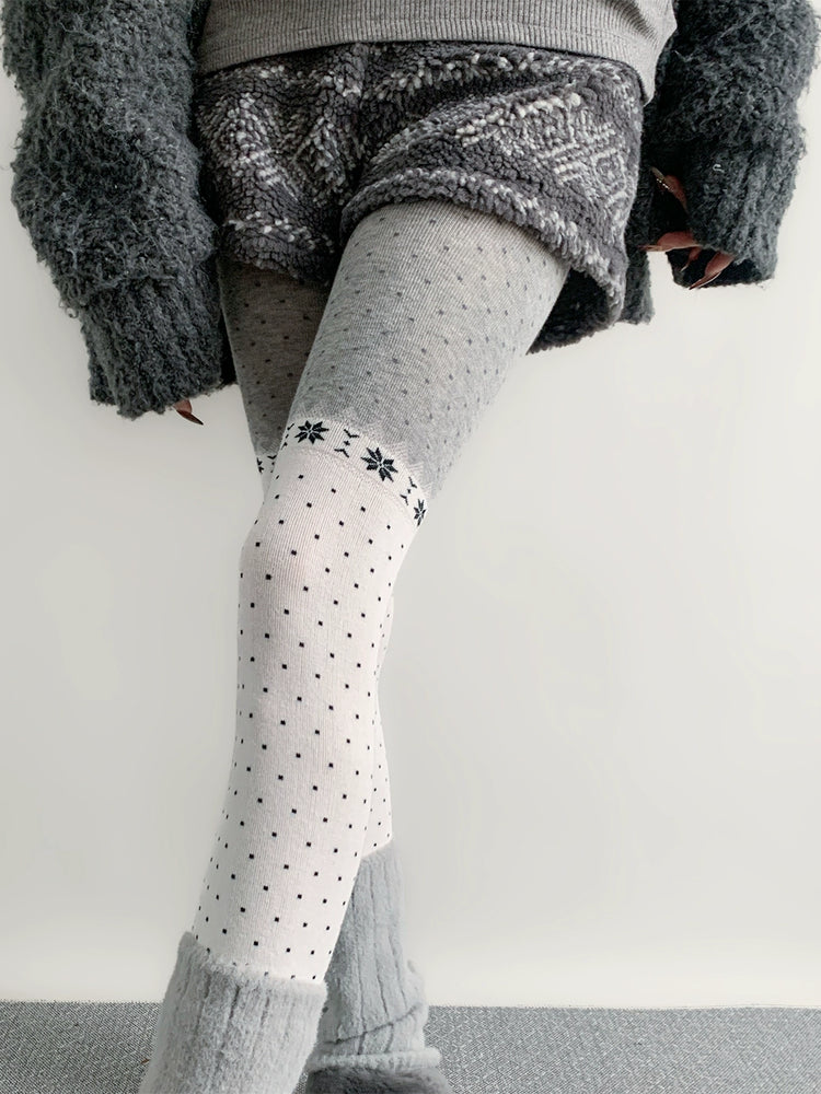 Frosty Dot Colorblock Knit Tights-Edit-ntbhshop