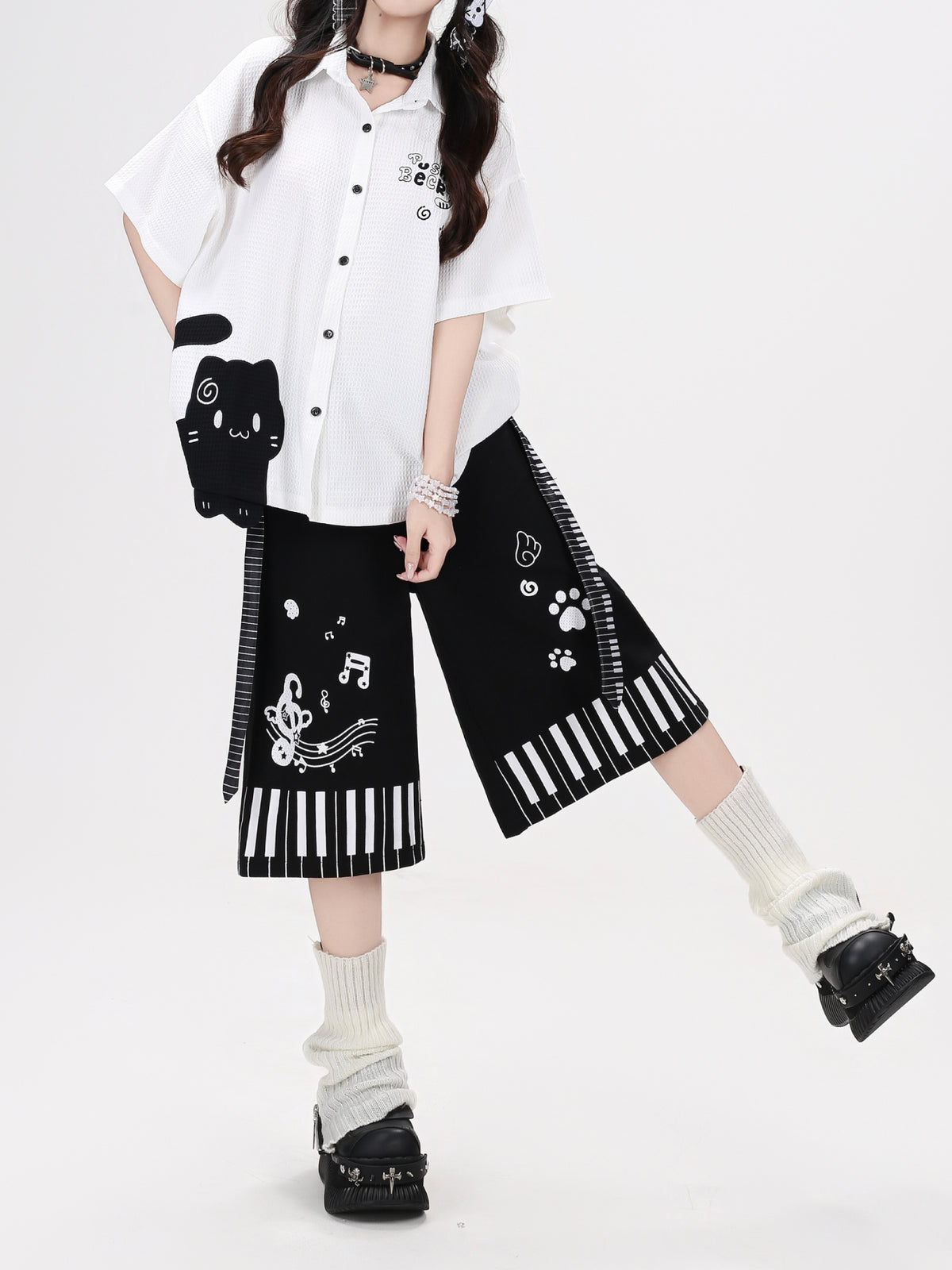 Piano Paws Culotte Shorts-Bottoms-ntbhshop