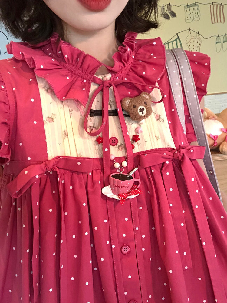 Dot Souffle Bubble Blouses-Tops-ntbhshop