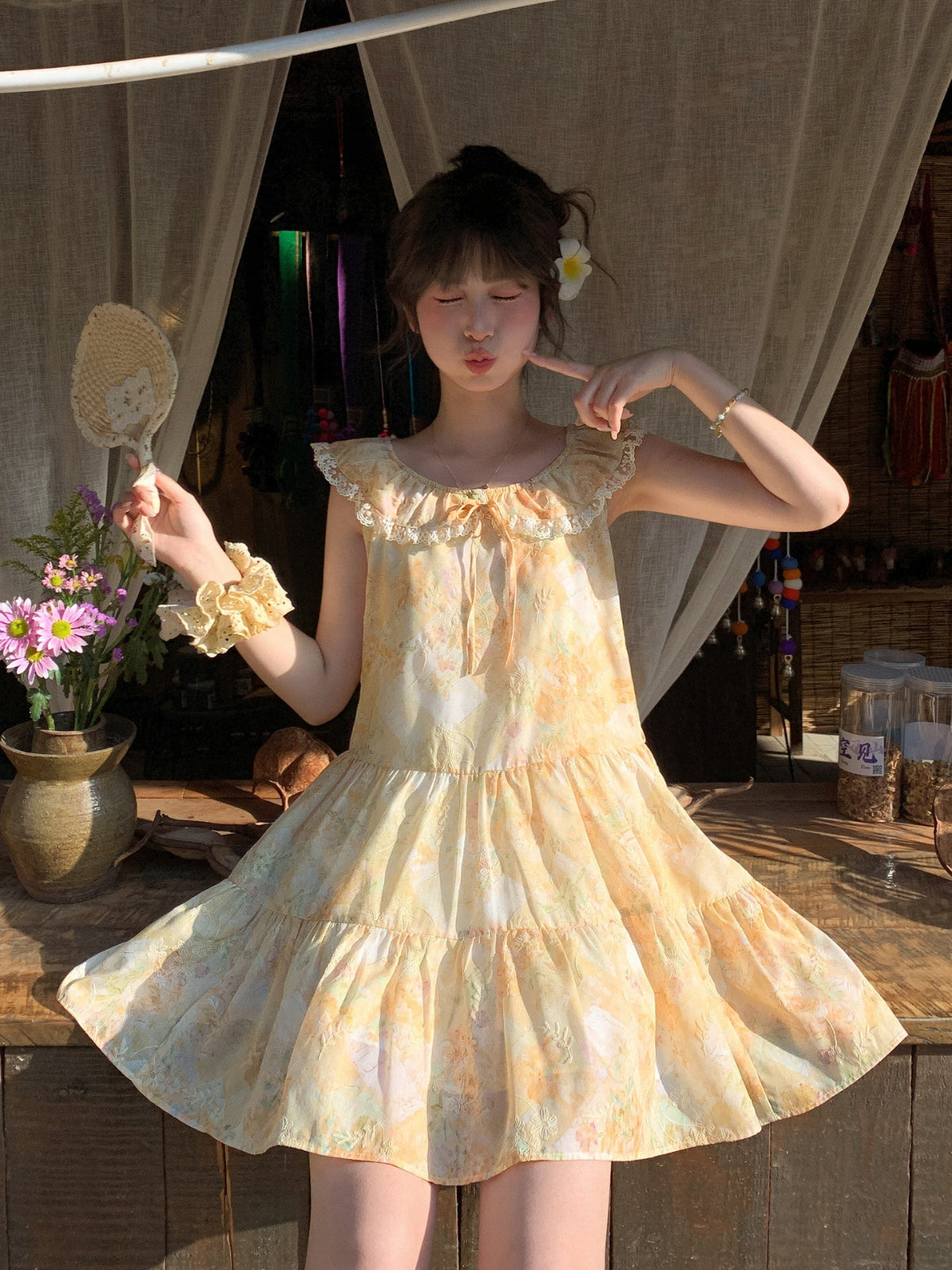 Sunlit Garden Ruffle Dress-Dresses-ntbhshop