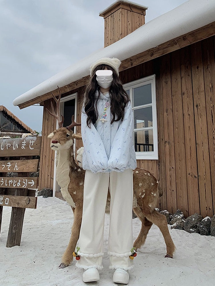 Pumpkin Pom Pom Straight Pants-Bottoms-ntbhshop