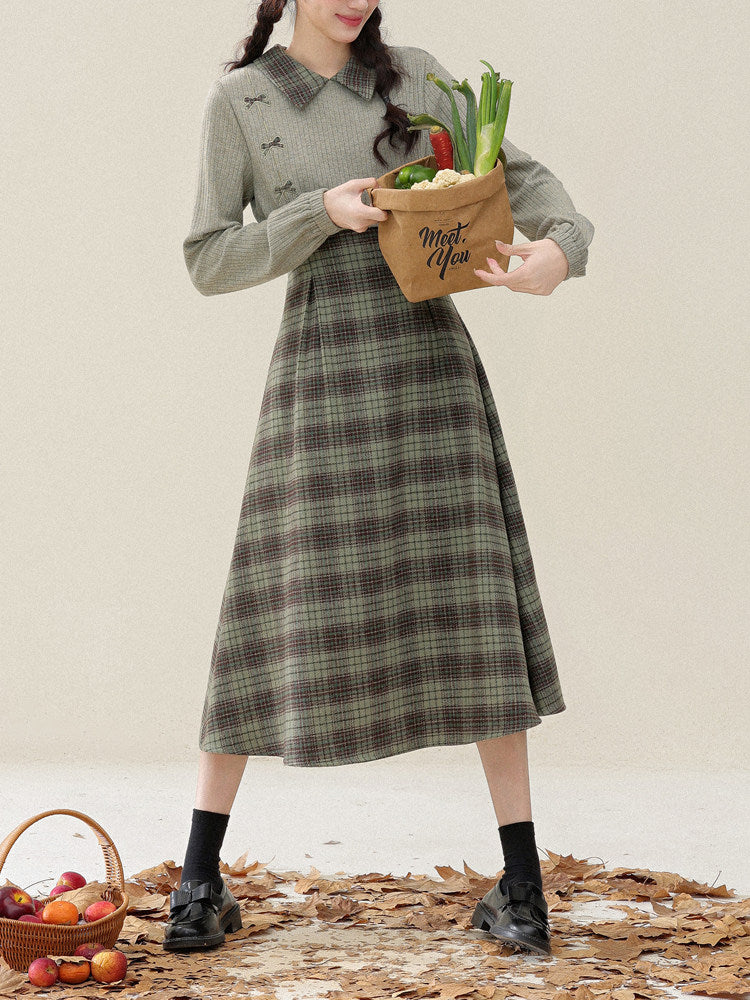 Mossbound Plaid Midi Dress-Dresses-ntbhshop