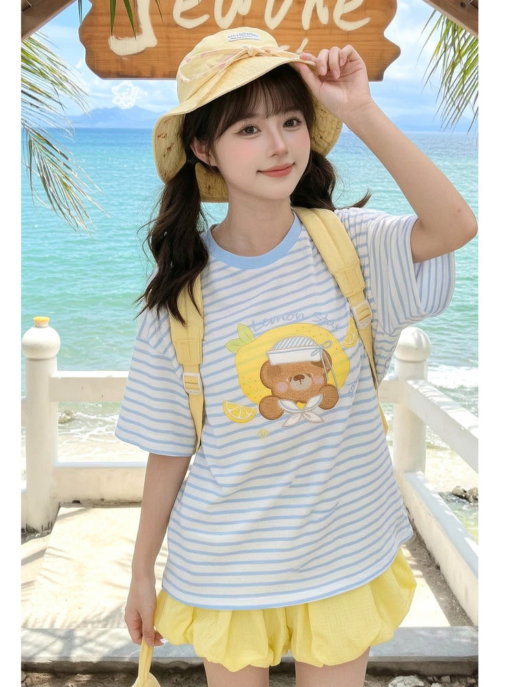 Lemon Sailor Bear Tee-Tops-ntbhshop