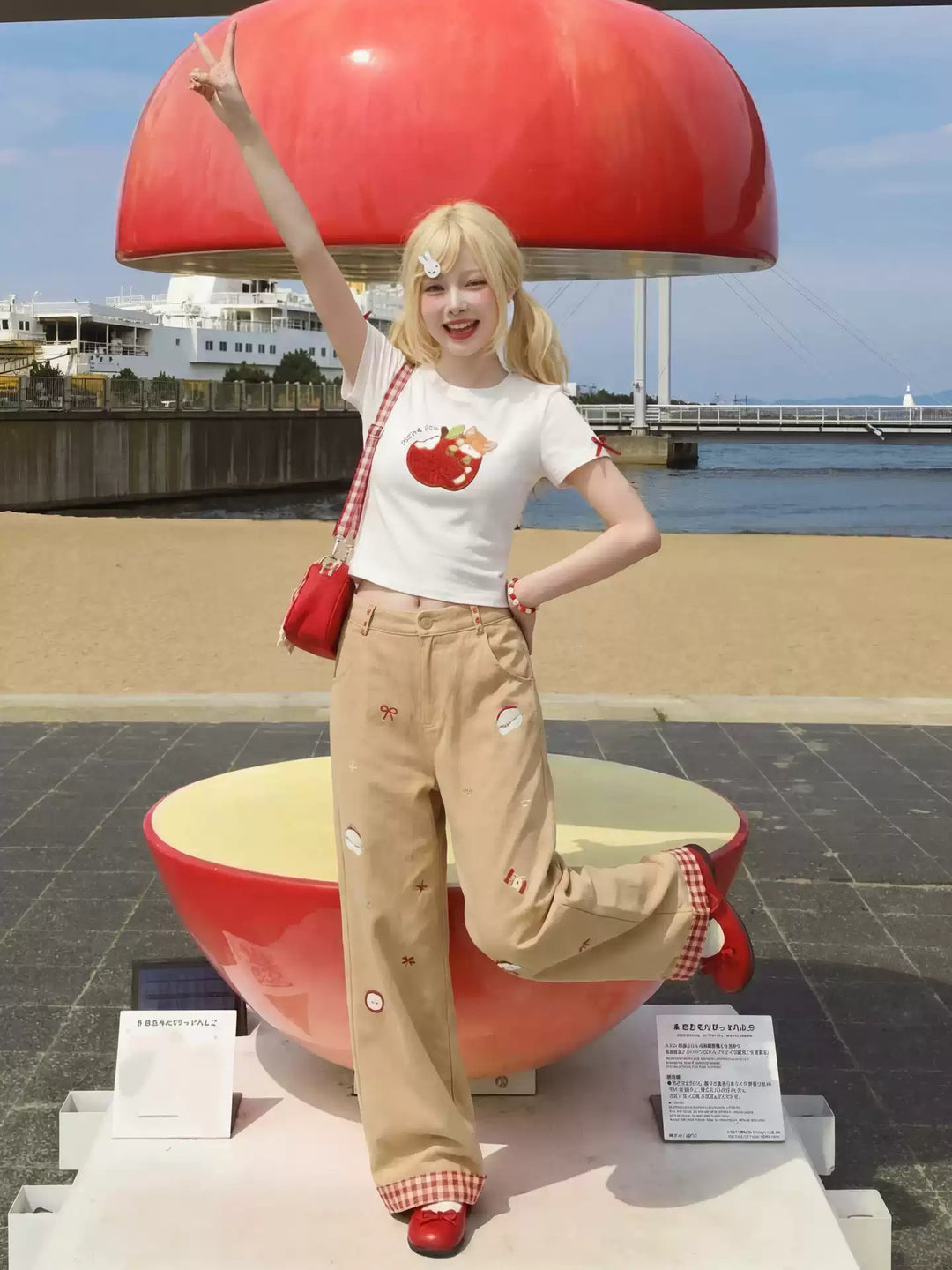 Apple Fox Crop Top & Tee-Sets-ntbhshop