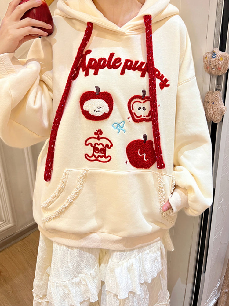 Apple Puppy Embroidery Hoodies-ntbhshop