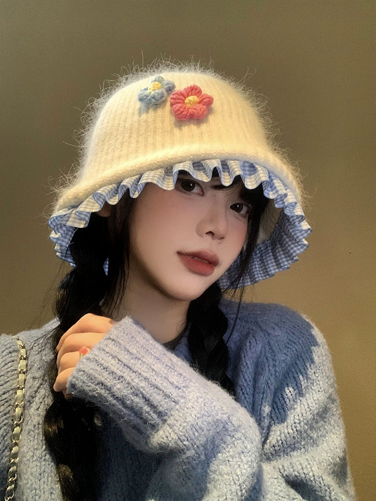 Bloom Garden Lace Trim Knit Hats-ntbhshop