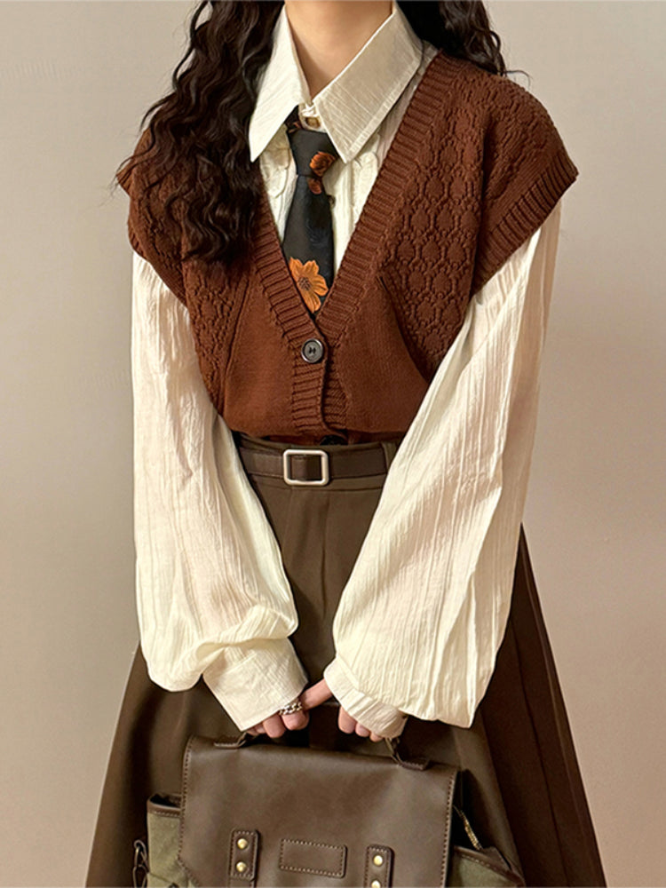 Poetry Atelier V-Neck Knit Vests-ntbhshop