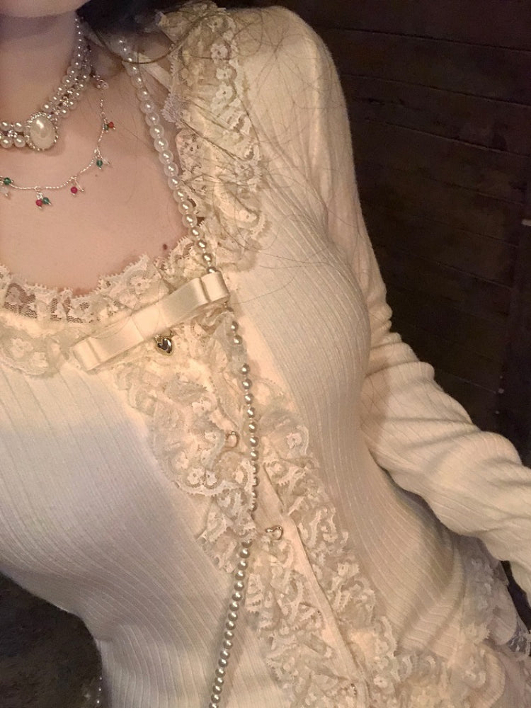 Heart Roll Ballet Knit Blouses-ntbhshop