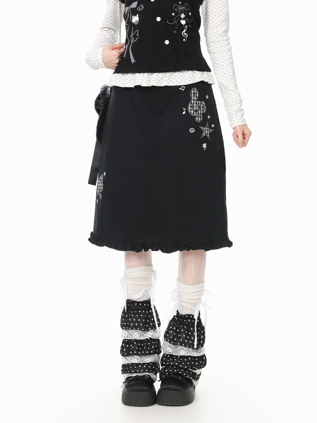 Whimsy Melody Cotton Midi Skirts-Bottoms-ntbhshop