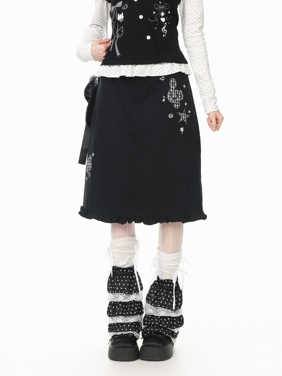 Whimsy Melody Cotton Midi Skirts-Bottoms-ntbhshop