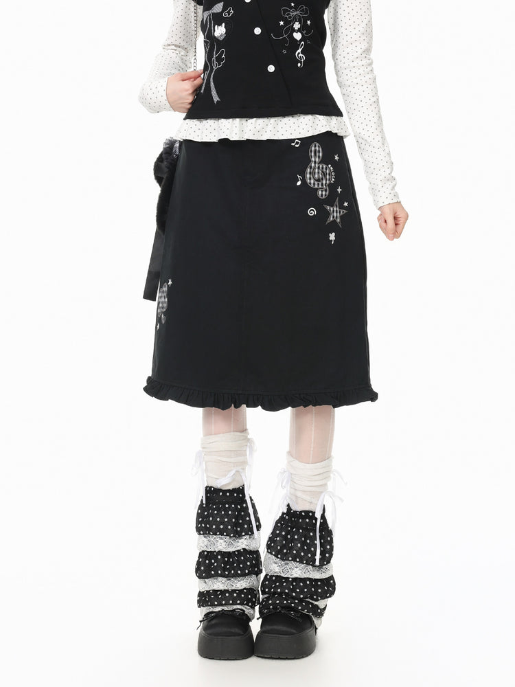 Whimsy Melody Cotton Midi Skirts-Bottoms-ntbhshop