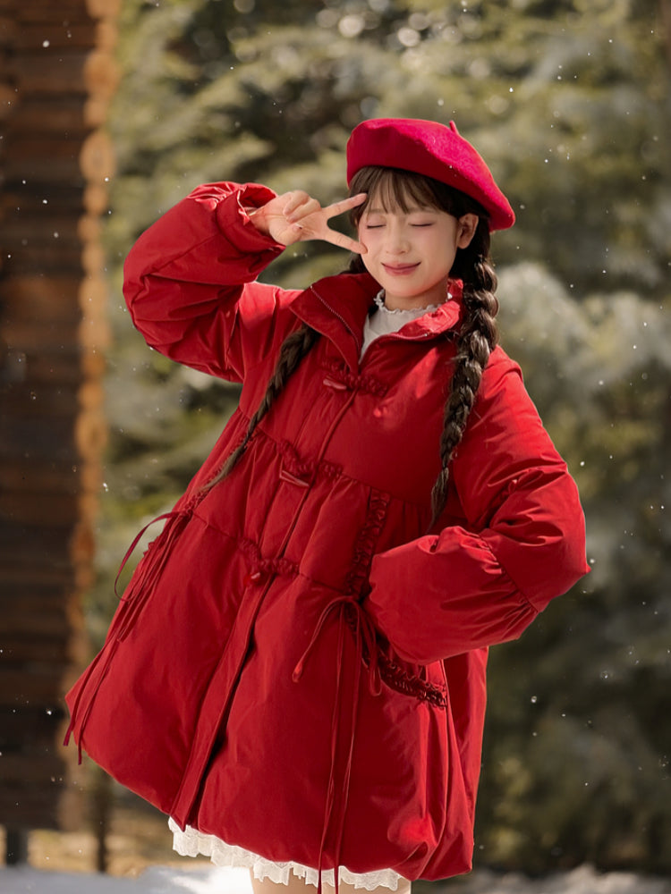 Little Red Riding Hood Down Coat with Detachable Hood-ntbhshop