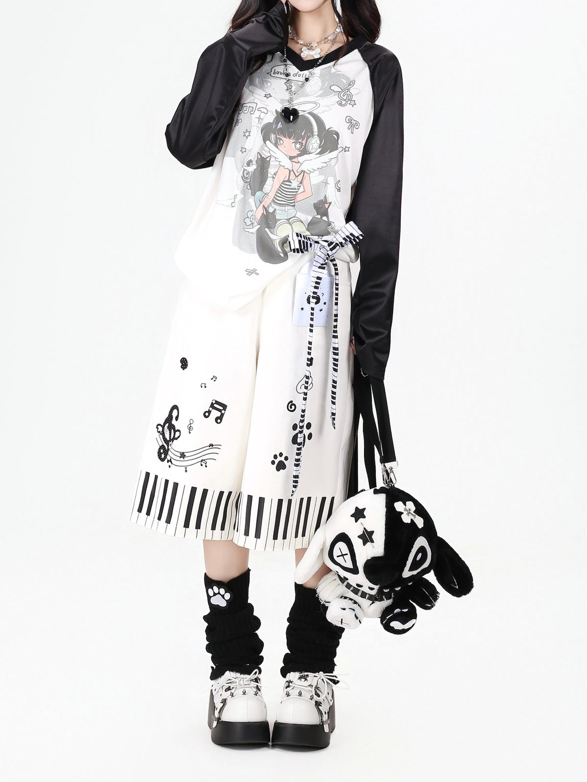 Piano Paws Culotte Shorts-Bottoms-ntbhshop