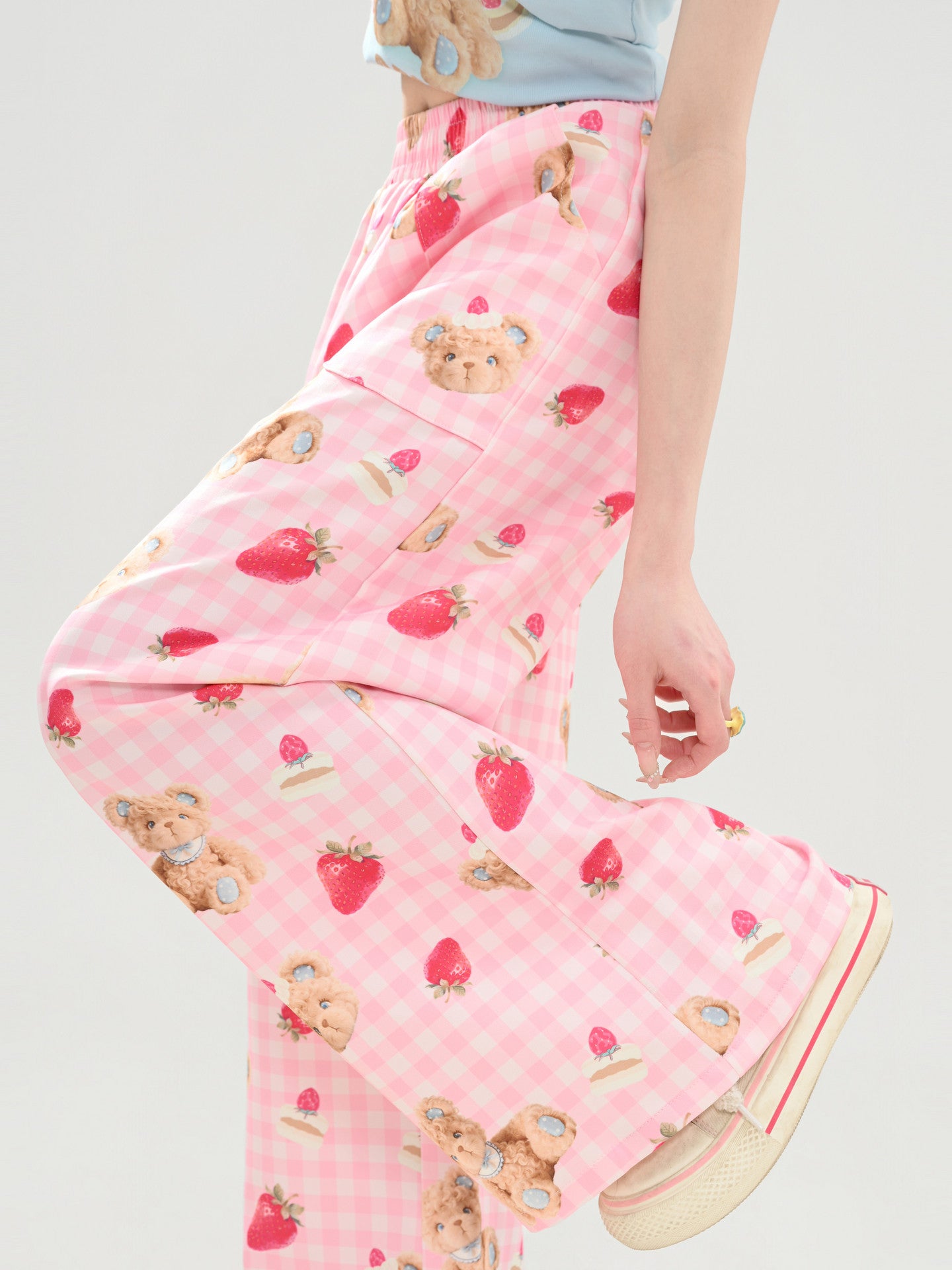 Berry Teddy Gingham Pants-Bottoms-ntbhshop