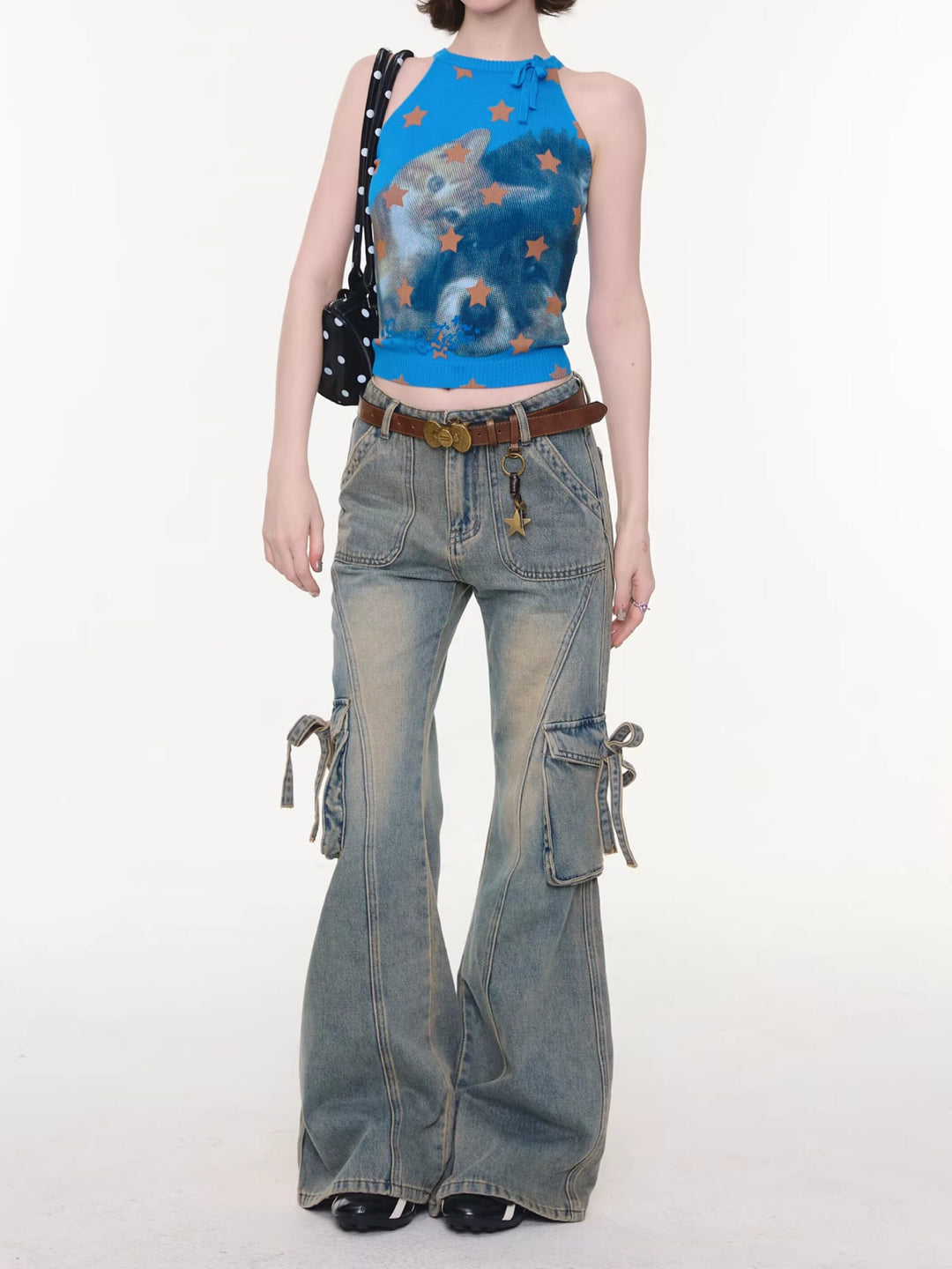Star Catcher Cat Knit Vests-Tops-ntbhshop