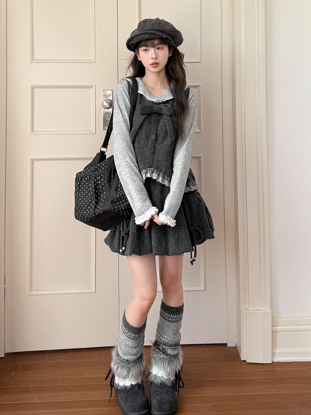 Ash Bloom Knit Bubble Skirt-ntbhshop