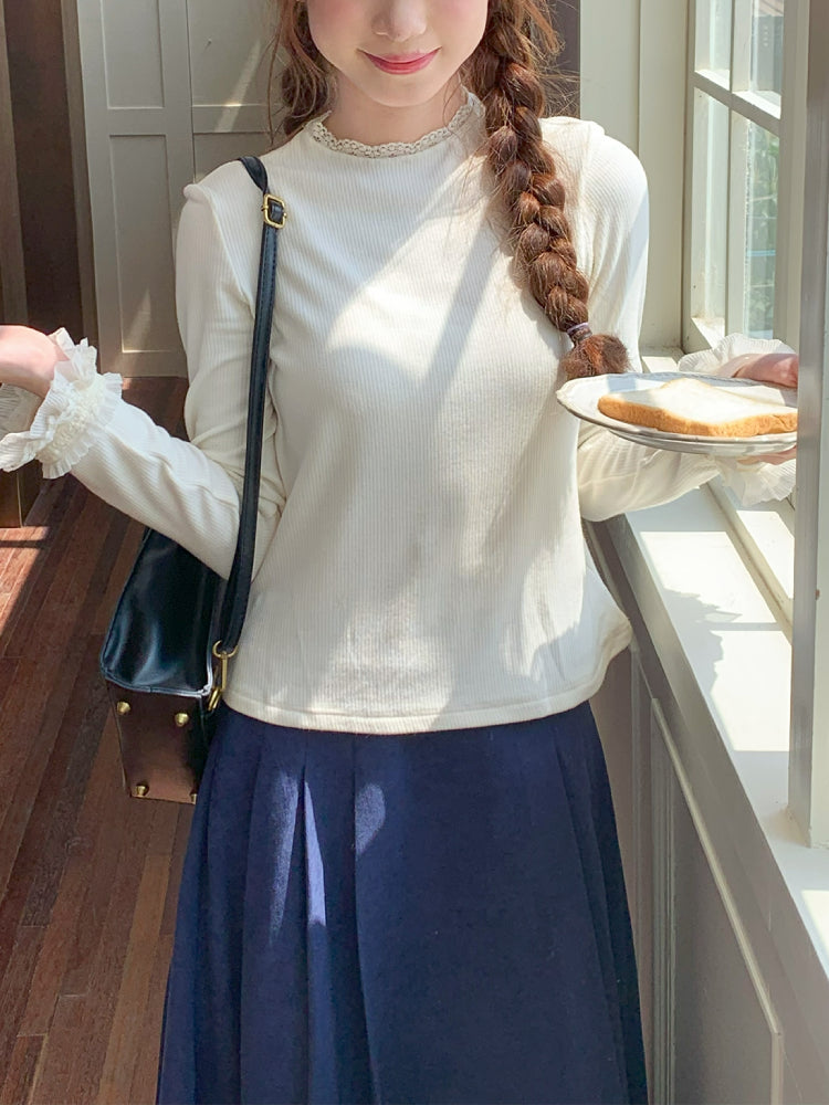 Dreaming Fall Lace Long Sleeve Top-ntbhshop