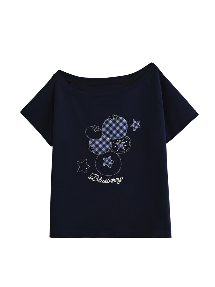 Blueberry Gingham Slant Top-Tops-ntbhshop