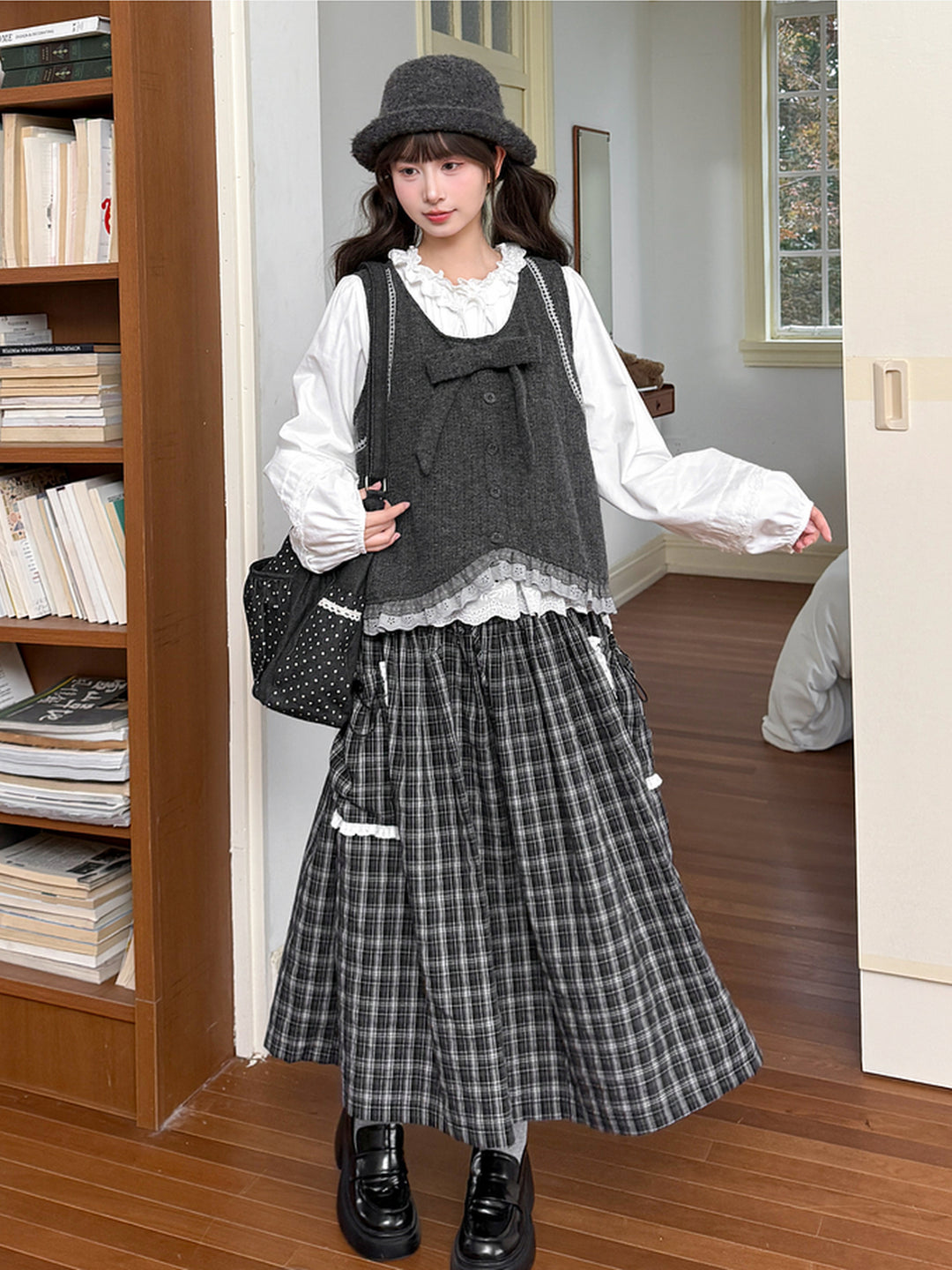 Grey Manor Lace Diary Plaid Skirt-ntbhshop