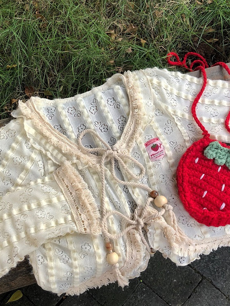 Berry Beads Tassel Knit Cardigans-ntbhshop