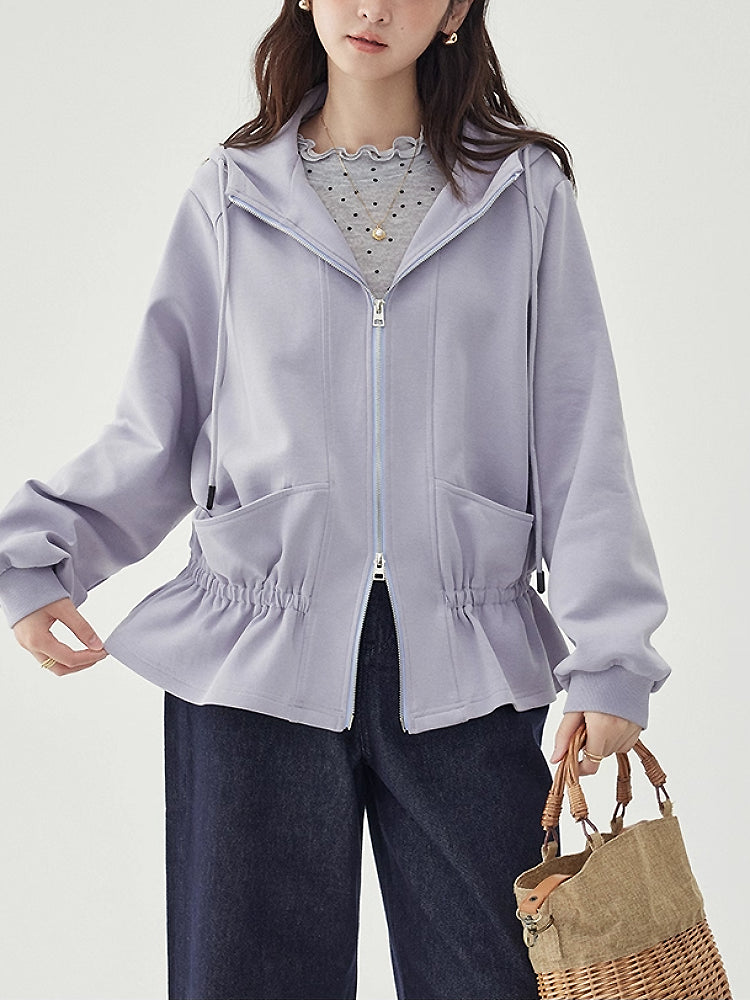Lavender Cloud Elastic Hooded Jacket-ntbhshop