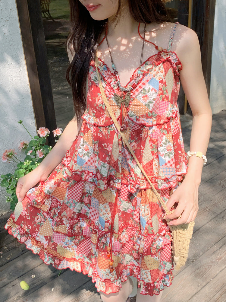 Cherry Picnic Retro Layered Dress-Dresses-ntbhshop